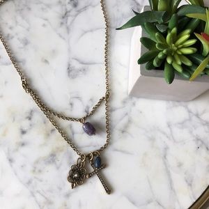 LUCKY BRAND Antique Gold finished layered necklace